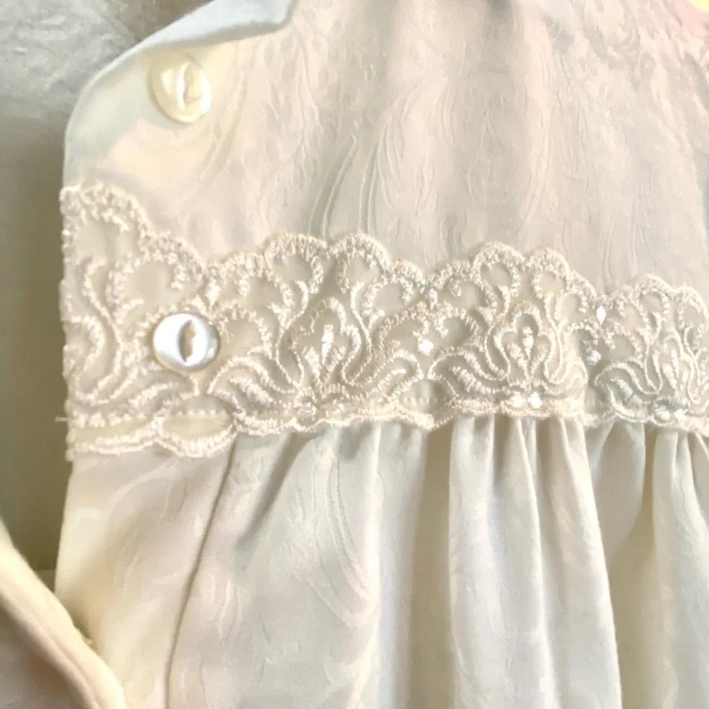 Oscar de la Renta Pink Label Cream Long Nightgown